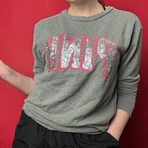 Y2k grey and PINK sequin sweater 🩷🩶​​​​​​​​​​​​​